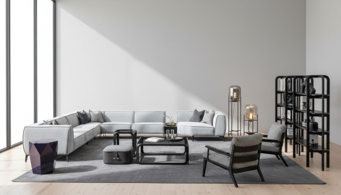 Sectional Sofa Upholstered Furniture U-Shaped Living Landscape with Armchair Grey Sofas
