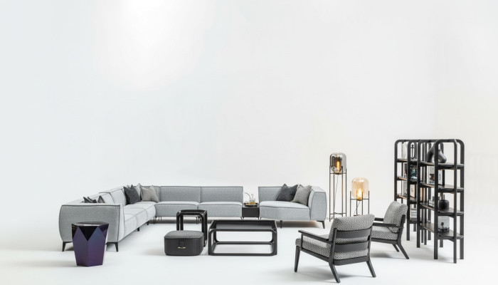 Sectional Sofa Upholstered Furniture U-Shaped Living Landscape with Armchair Grey Sofas