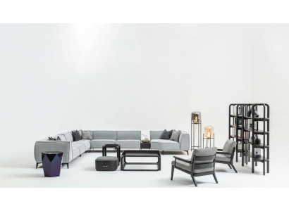 Sectional Sofa Upholstered Furniture U-Shaped Living Landscape with Armchair Grey Sofas