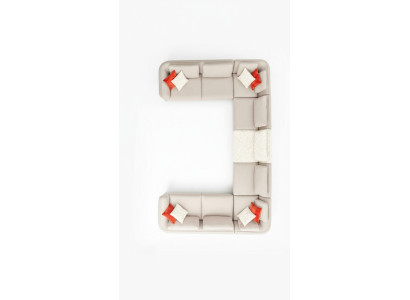 Luxury U-shaped sectional sofa, beige upholstery, modern style, new.