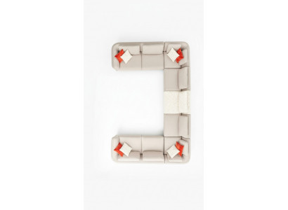 Luxury U-shaped sectional sofa, beige upholstery, modern style, new.