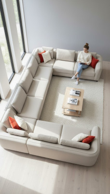 U-shape Sofa Luxury Living Room Corner Sofa Beige Upholstered Sofa Modern Style Design