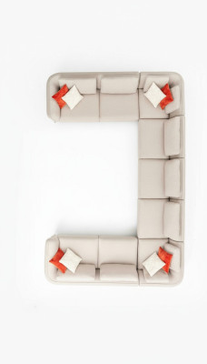 U-shape Sofa Luxury Living Room Corner Sofa Beige Upholstered Sofa Modern Style Design