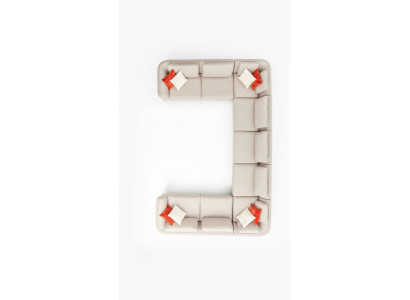 U-shape Sofa Luxury Living Room Corner Sofa Beige Upholstered Sofa Modern Style Design