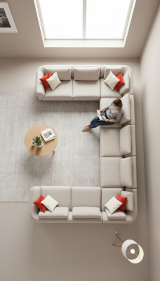 Sofa U-shaped living room corner sofa beige upholstered sofa modern design
