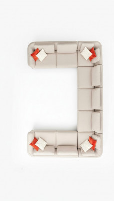 Sofa U-shaped living room corner sofa beige upholstered sofa modern design