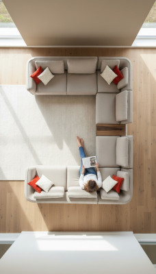Sofa Beige Living Room Upholstered Sofa Design Modern Corner Sofa U-Shape New
