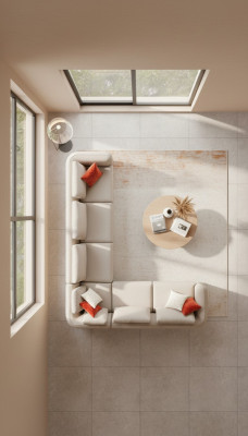 Sectional sofa L-shape design modern luxury living room beige couch