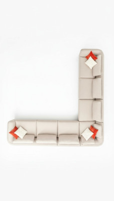 Corner sofa L-shaped luxury living room beige upholstered sofa furniture 402x402cm
