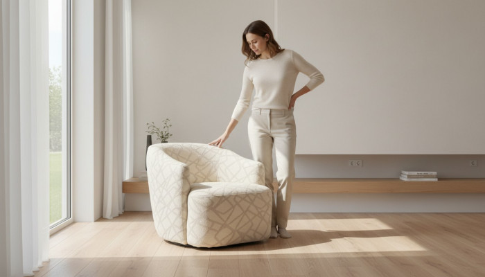 Padded cocktail chair in a pleasant color with a modern design