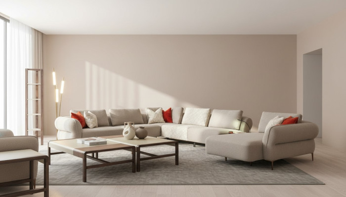Sectional sofa U-shape beige luxury living room modern upholstered sofa new