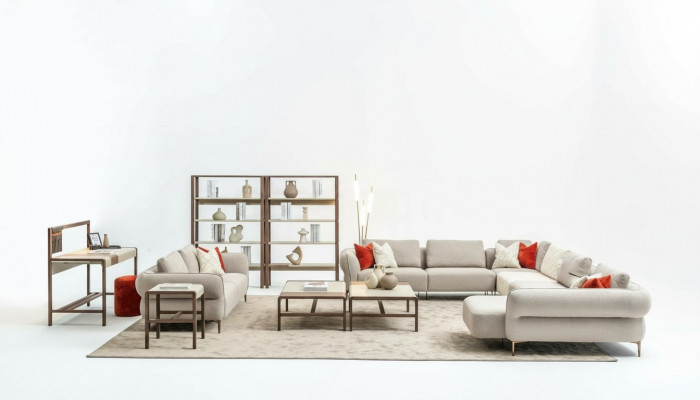 Sofa set living room upholstered sofa 3-seater U-shape sofa set modern