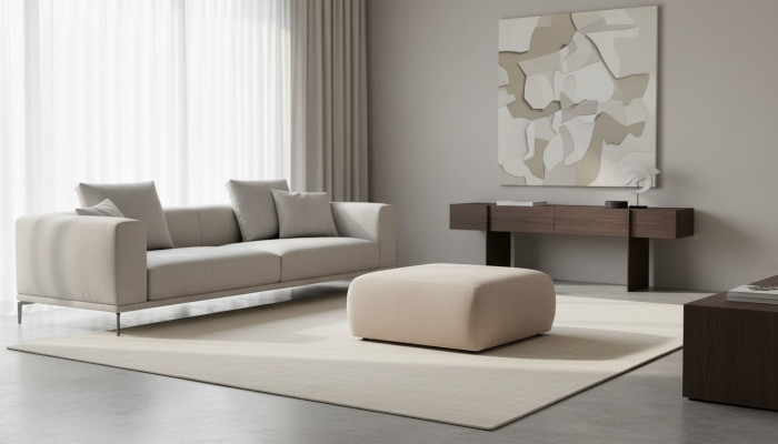 Ottoman Beige Living Room Upholstery Textile Furniture Furniture Ottoman Couch