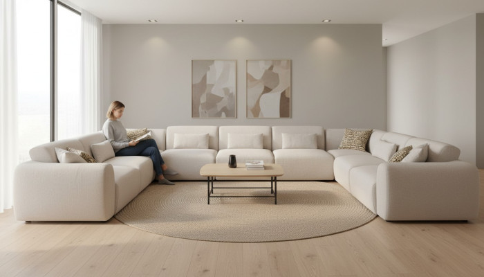Sectional Sofa U-Shape Luxury Living Room Style Modern Upholstered Sofa Textile