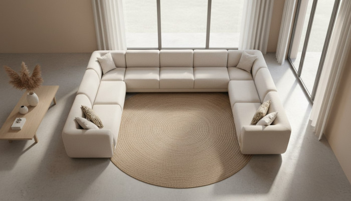 Sectional Sofa U-Shape Luxury Living Room Style Modern Upholstered Sofa Textile