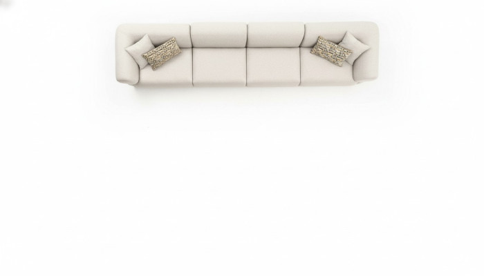 Large beige attractive 6-seater sofa in a simple design made from premium materials