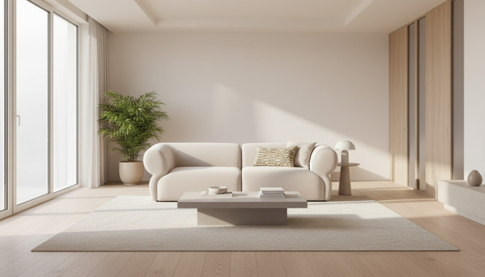 Sofa Couch Upholstered Furniture Three-Seater 3 Seater Modern Design Couch Beige