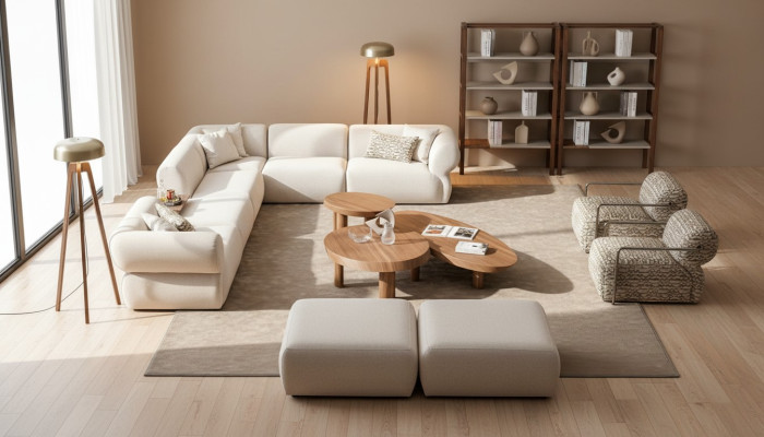 Italian-style furniture corner sofa corner couch living landscape corner suite 5-piece set.