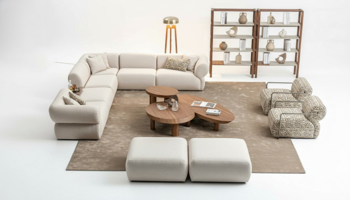 Italian-style furniture corner sofa corner couch living landscape corner suite 5-piece set.