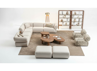 Italian-style furniture corner sofa corner couch living landscape corner suite 5-piece set.