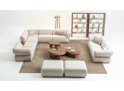 Living Room Sofa Set L-Shape 3-Seater Stool Set Modern Design