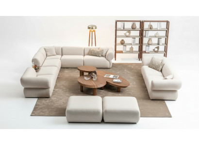 Living Room Sofa Set L-Shape 3-Seater Stool Set Modern Design