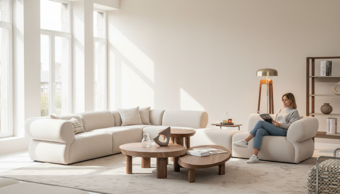 Cozy corner sofa L-shape beige upholstered sofa living landscape couch new