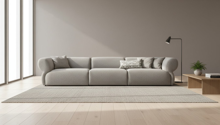 Large 5-seater fabric sofa with premium textile cover in modern style
