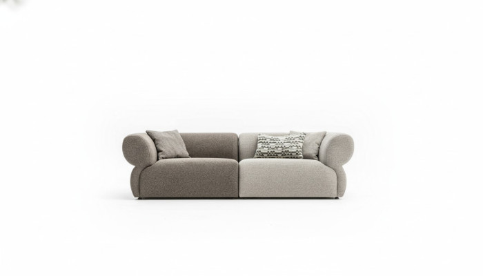 Sofa Luxury 3-Seater Grey Upholstered Sofa Living Room Three-Seater Couch 250cm