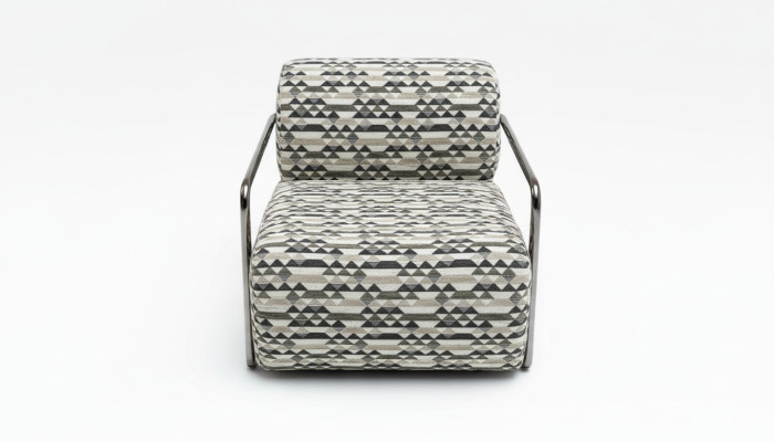 Designer armchair, modern 1-seater, living room luxury upholstery textile furniture.