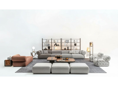 Six-seater sofa set three-seater stool couches modern suite set