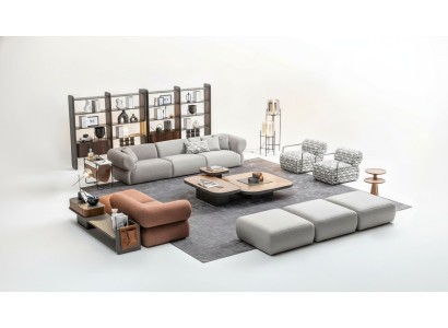 Large Living Room Set Five-Seater Three-Seater Armchair Ottoman Sofa Suite