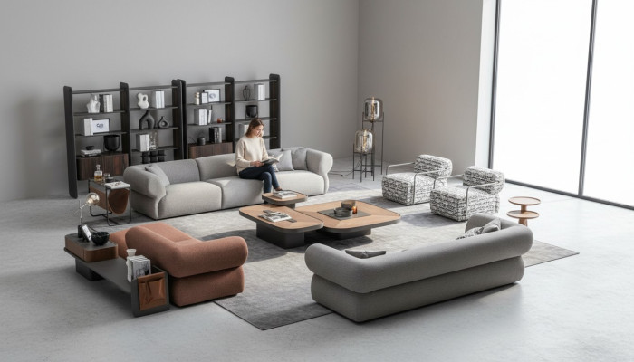 Large sofa set living room couch five-seater living landscape armchair 5-piece set