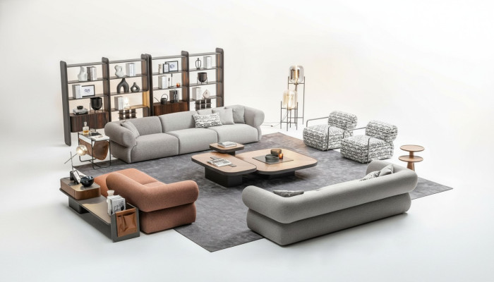 Large sofa set living room couch five-seater living landscape armchair 5-piece set