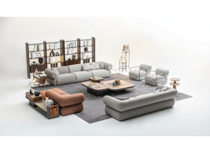 Large sofa set living room couch five-seater living landscape armchair 5-piece set