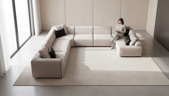 U-shaped corner sofa living room sofa couch beige upholstered sofa living landscape