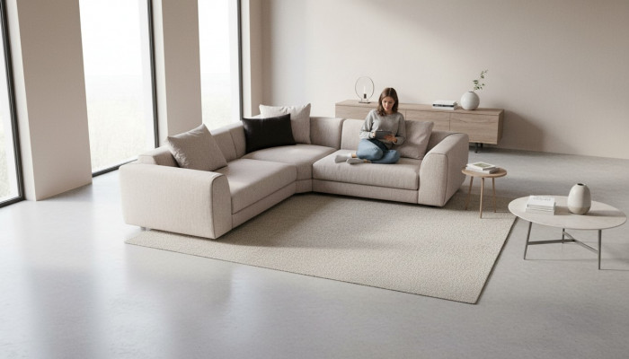 Corner sofa beige L-shape living area corner couch sofa modern couch