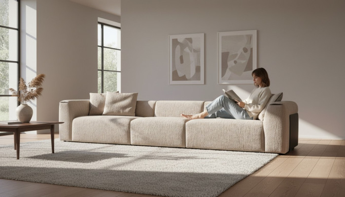 Beige sofa living room upholstered furniture five-seater designer luxury furniture new