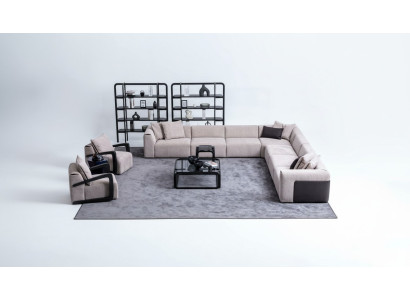 Luxury Sofa Set Seating Group Living Landscape L-Shaped Sofa Armchair Textile New