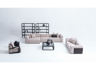 Taupe living room sofa set lounge furniture L-shape 3-piece