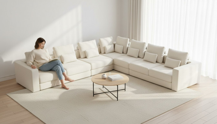 Sofa L-shape luxury upholstered sofa living room textile new furniture modern couch