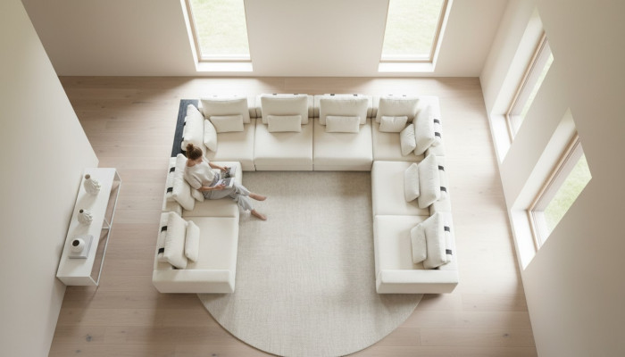 Textile U-shape sofas living room design seating landscape couches sofa