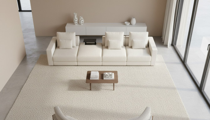 Sofa White Six-seater Living Room Furniture Luxury Couches Fabric Furniture