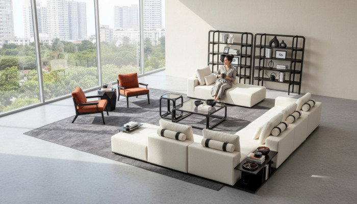 White sofa set upholstery furniture L-shaped sofa corner sofa armchair fabric couch sofas