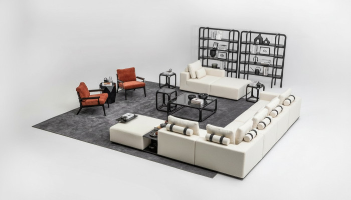 Modern white sofa set corner sofa living landscape armchair 4-piece fabric sofa