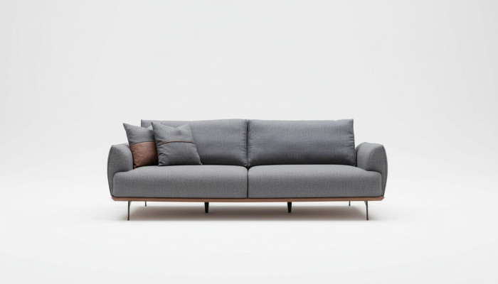 Gray upholstered sofa modern three-seater living room fabric sofa luxury new