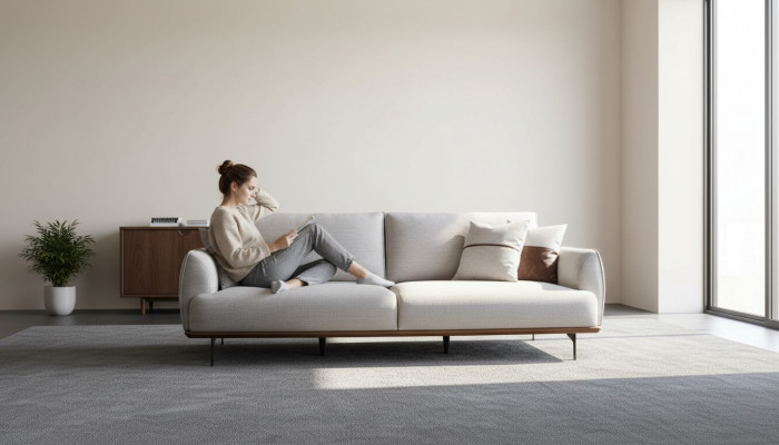 Luxury Designer Three-Seater Textile Furniture Living Room Upholstered Sofas New