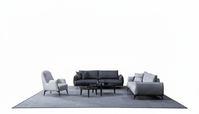 Three-seater sofa set armchair design modern upholstered sofa textile.