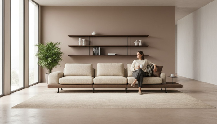 Sofa 4-seater luxury upholstered sofa new design textile living room modern