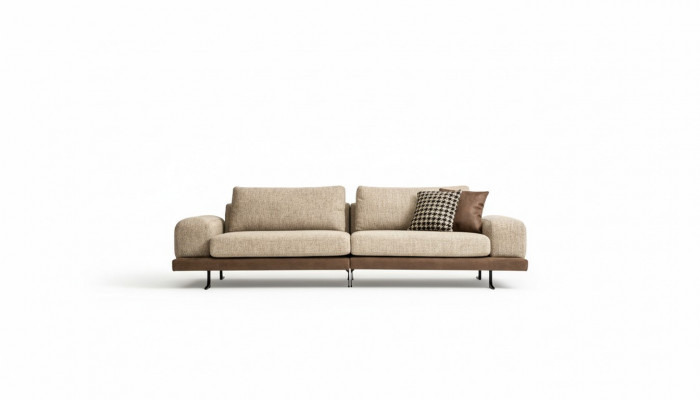 Beige sofa luxury three-seater modern style living room couch upholstery furniture